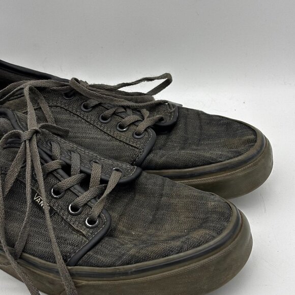 Vans Mens 7 Black Canvas Low Top Skate Shoes Classic Lace Up Sneakers Casual - Picture 2 of 8